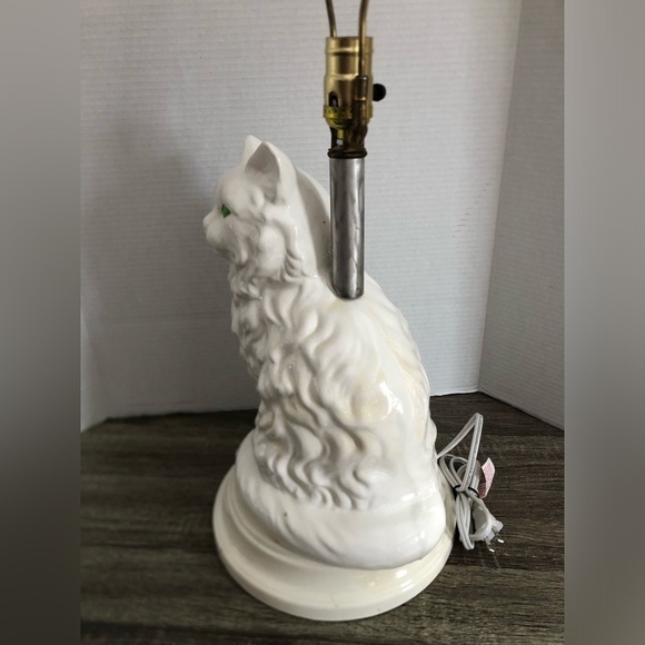 80s Ceramic Cat Table Lamp - Picture 2 of 16